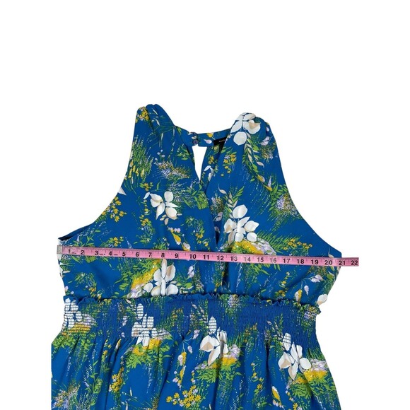 Halogen Women's Maxi Dress Plus Size 2X Blue Floral Faux Wrap Sleeveless V Neck - Picture 7 of 11